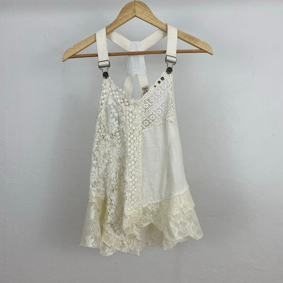Free People Tops - Free People Lacey Suspender Tank - Ivory - Size XS
